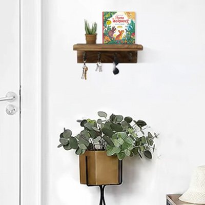 Porte clé mural plante livre deux trousseau