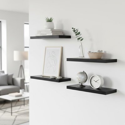 Etagere bois noir avec cadre