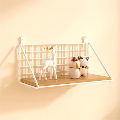 Etagere murale bois mur jaune