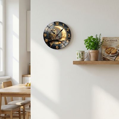 Horloge murale avec étagère