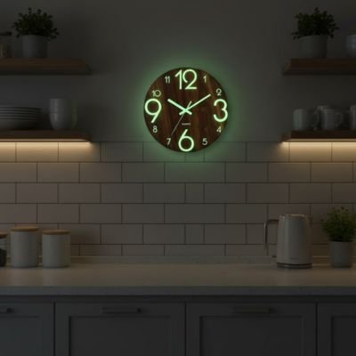 Horloge murale cuisine entre tablettes