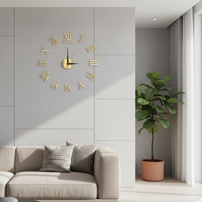 Horloge murale numérique avec une plante