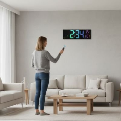 Horloge murale numérique femme debout