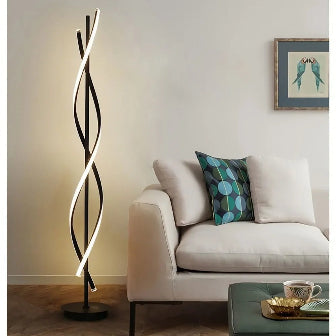 lampe sur pied divan table noire