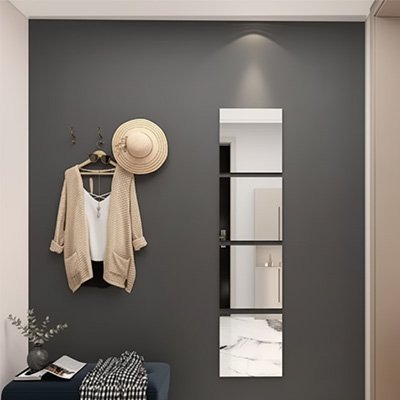 Miroir autocollant chapeau haut blanc beige