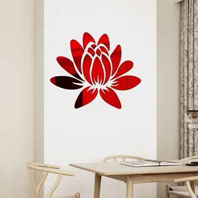 Miroir autocollant petale fleur rouge