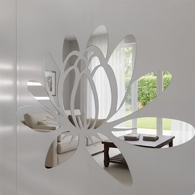 Miroir autocollant petale fleur vision salon