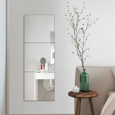 Miroir autocollant vase plante seche