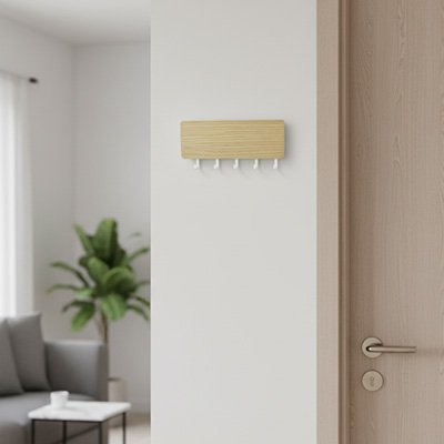 Porte clé mural entre plante et porte