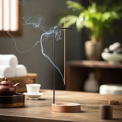 Porte encens allumé dans le salon