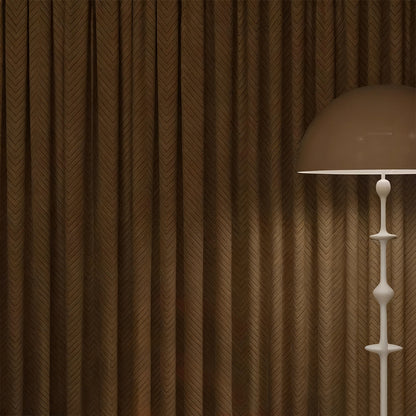Rideau pour salon moderne beige motif chevrons fermé au salon