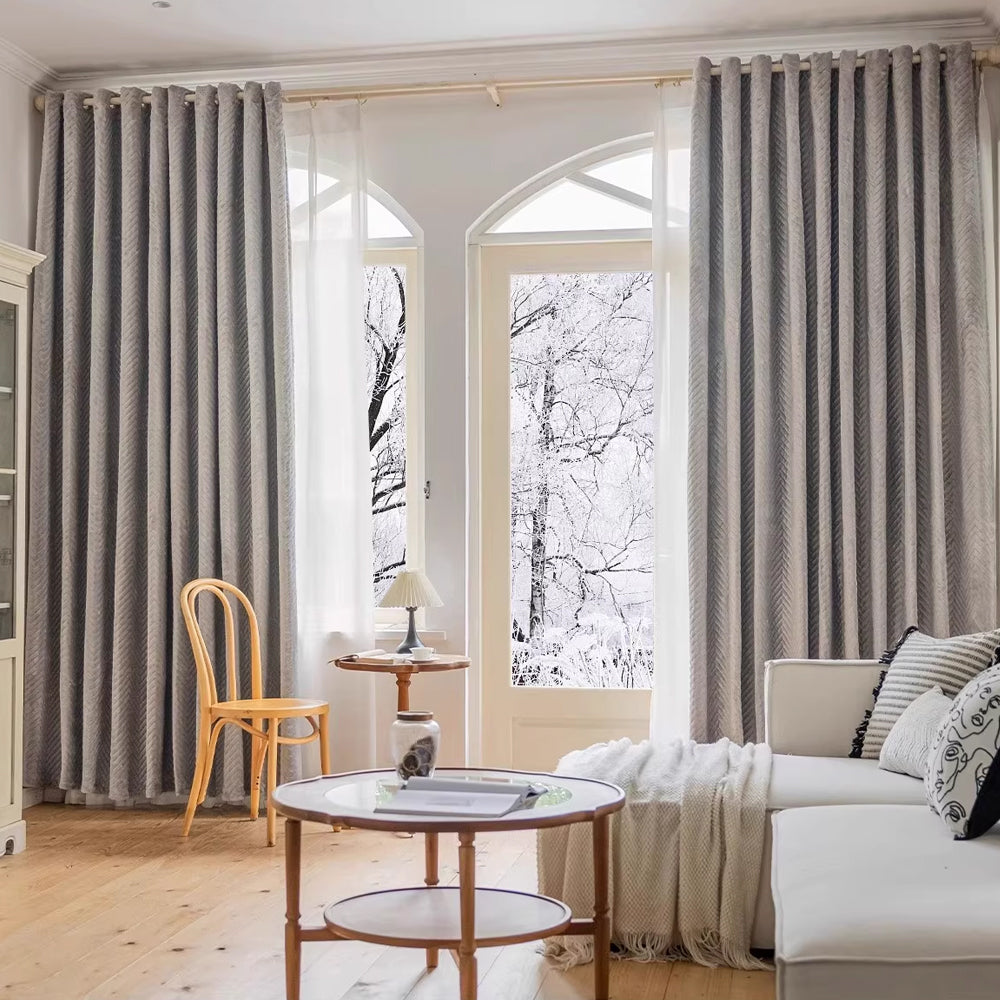 Rideau pour salon moderne gris  isolation thermique en hiver