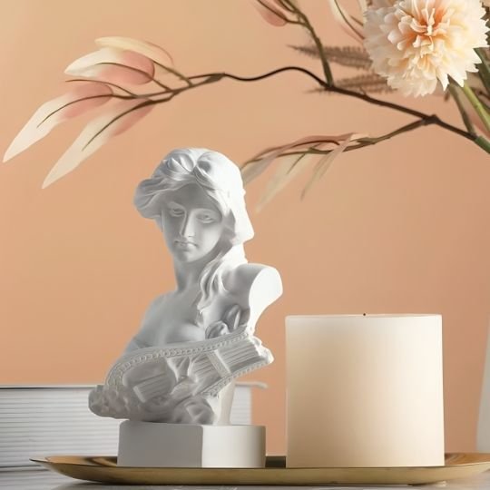 sculptures buste bougie fleur