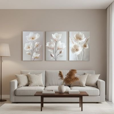 Tableau sur toile dessus canapé