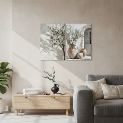 Tableau sur toile mur blanc creme