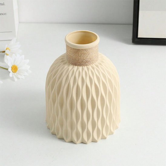 Vase accordeon beige